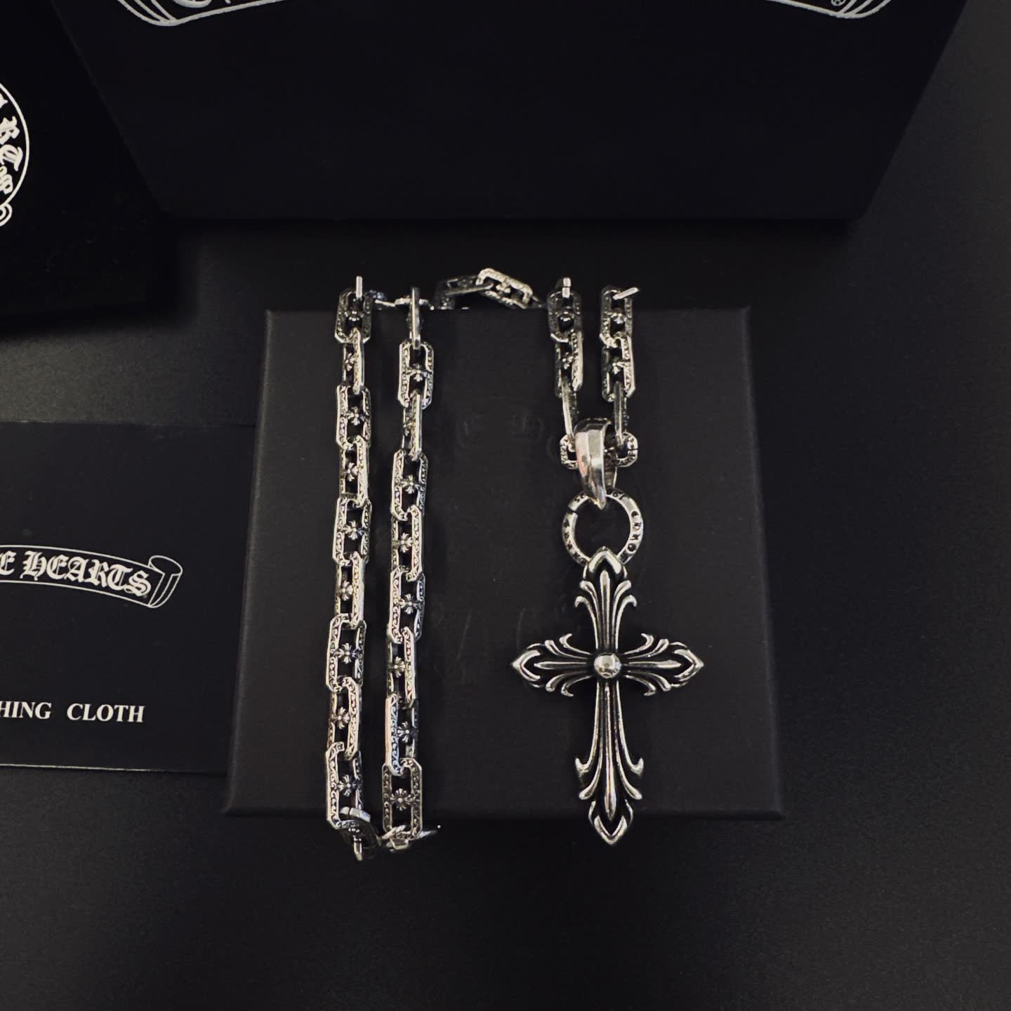 Chrome Hearts Silver Cross Pendant Necklace
